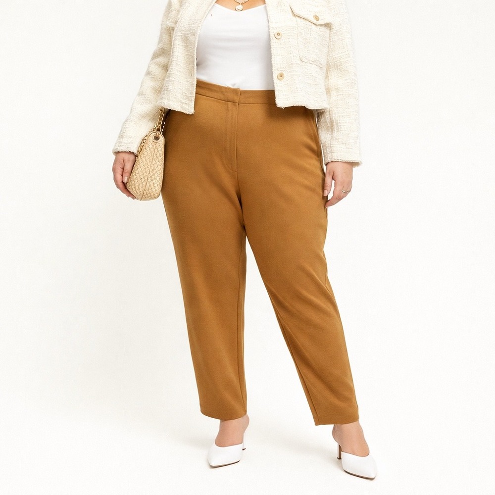 Worthington Straight Leg Dress Pants Tobacco Brown‎ 2X Plus Size New NWT Career